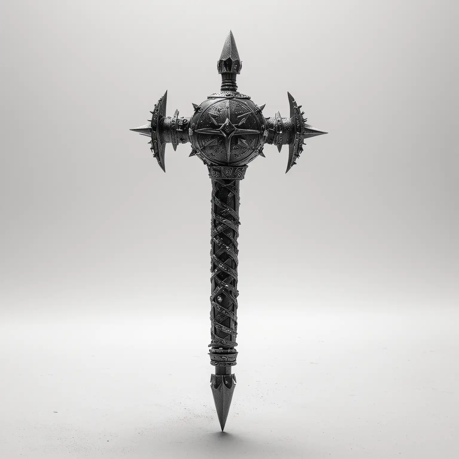 Viking-Warrior-Holding-Battle-Mace-on-White-Background