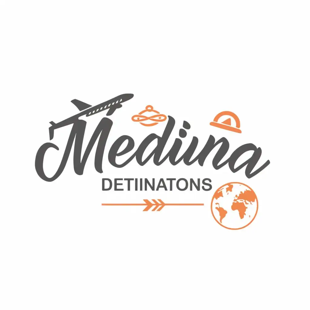 logo, travel, with the text "MedinaDestinations", typography, be used in Travel industry