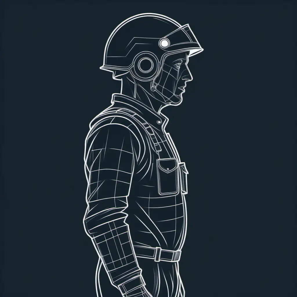 Profile of an Immigrant in Vectors with a SingleLine Helmet
