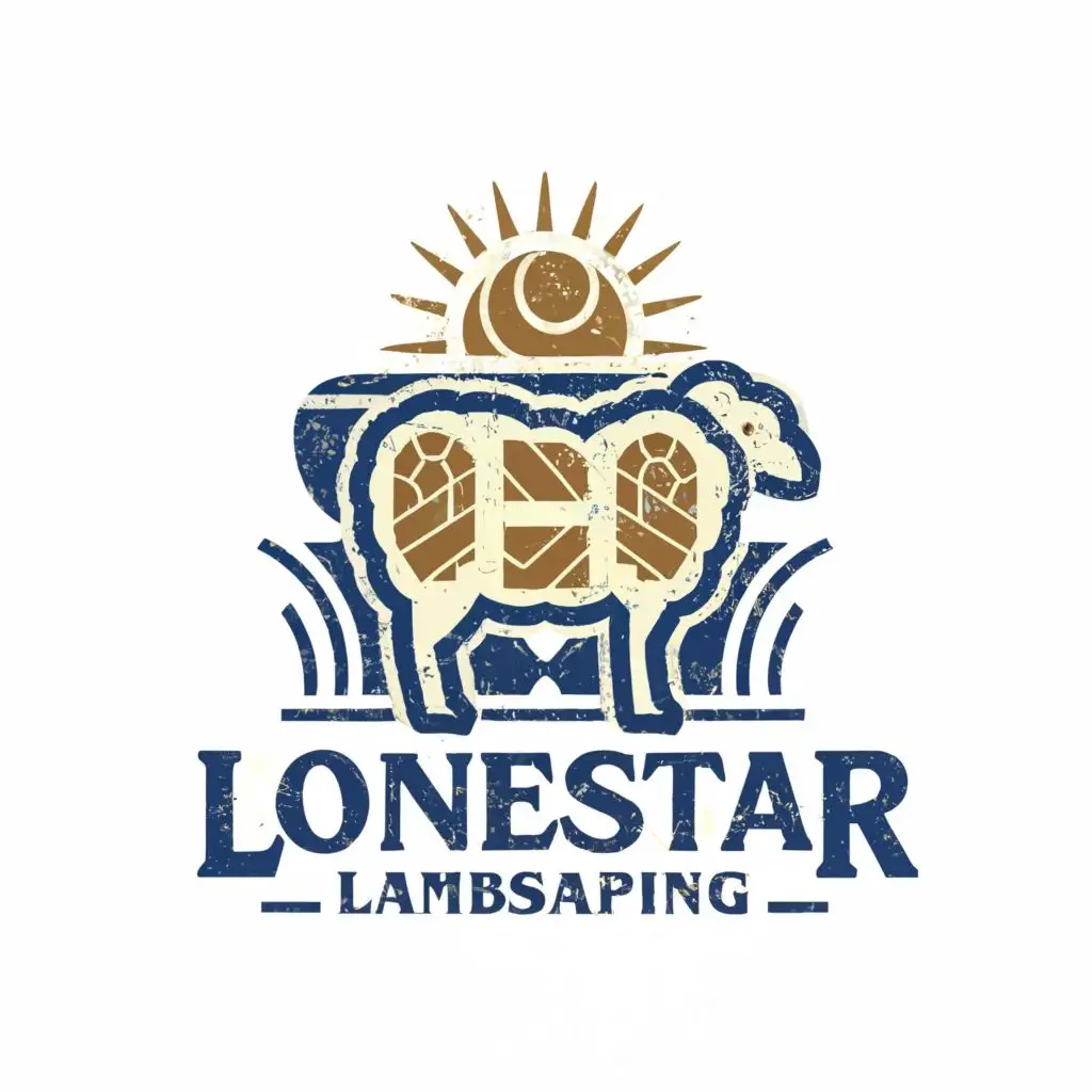 a logo design,with the text "Lonestar Lambscaping", main symbol:Sheep outline with Texas flag in art deco style with solar panels
