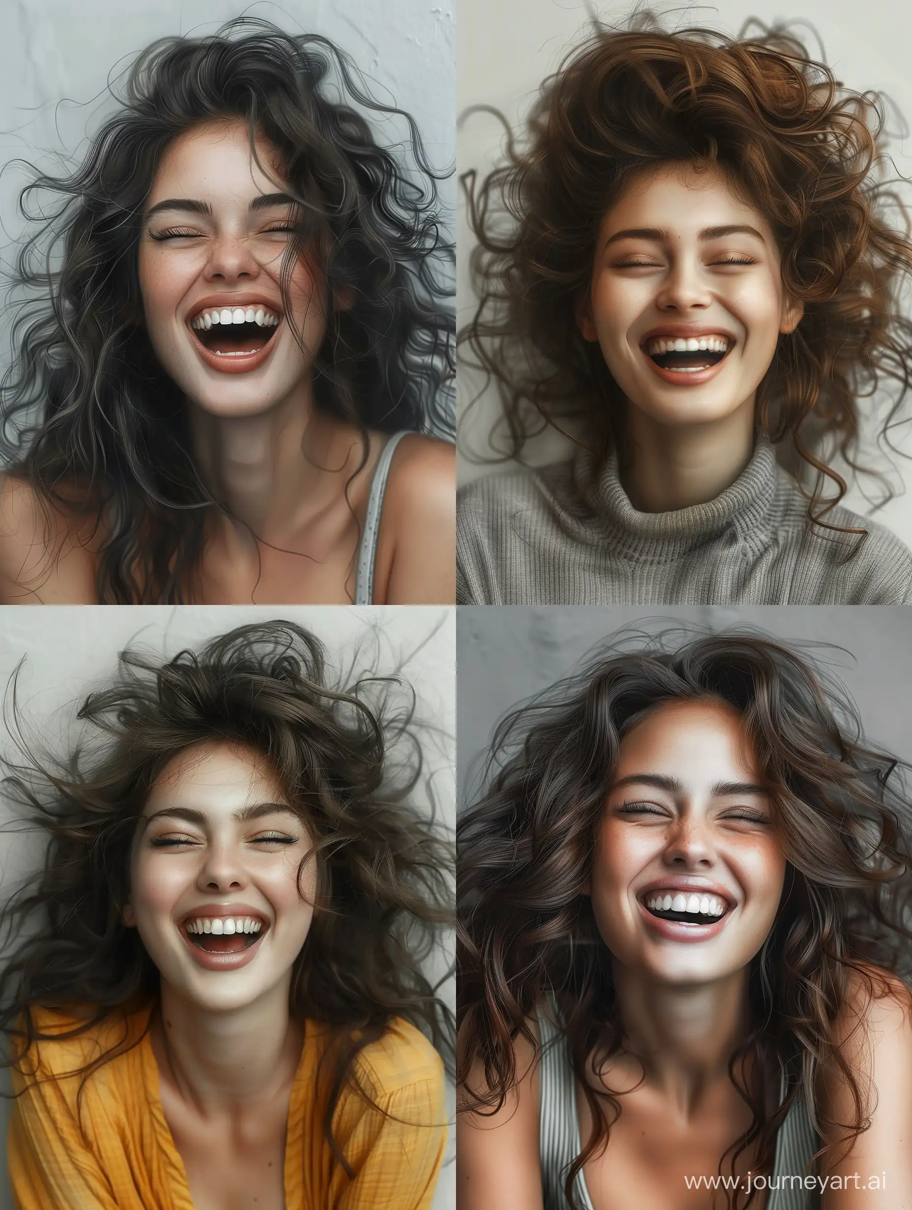 /imagine https://github.com/favatab/geocap/blob/main/pencil.png?raw=true An Ultra realistic portrait photo of a pretty woman with thick hair laughing with joy, hyper realistic, ultra detailed, ultra accurate detailed. --s 750