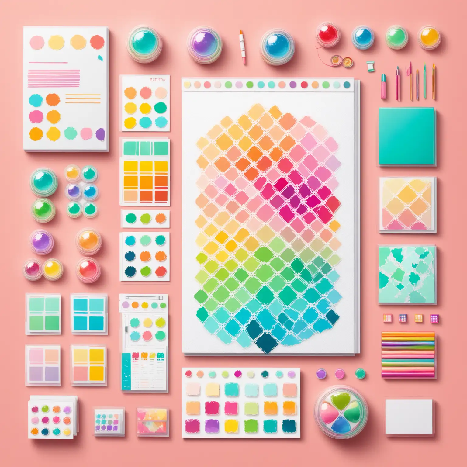 Vibrant 3D Fractal Scrapbooking Elements with Glossy and Iridescent Effects