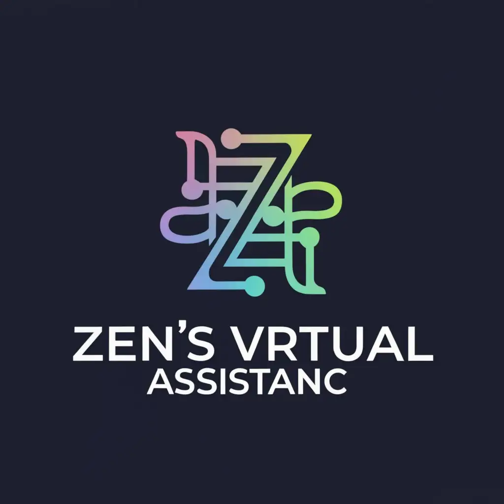 a logo design,with the text "ZEN'S VIRTUAL ASSISTANCE", main symbol:Z, V, and A,Minimalistic,be used in Internet industry,clear background