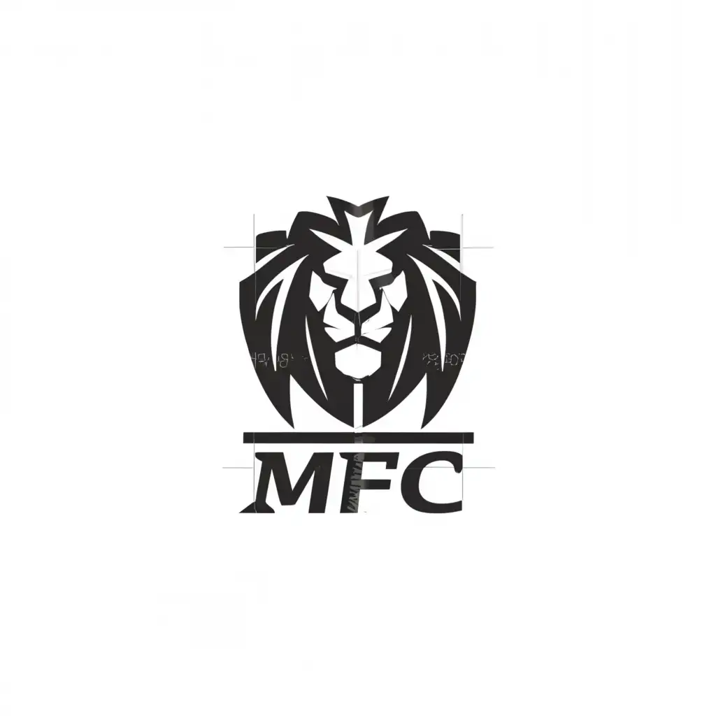 a logo design,with the text "MFC", main symbol:Lion,Moderate,be used in Sports Fitness industry,clear background