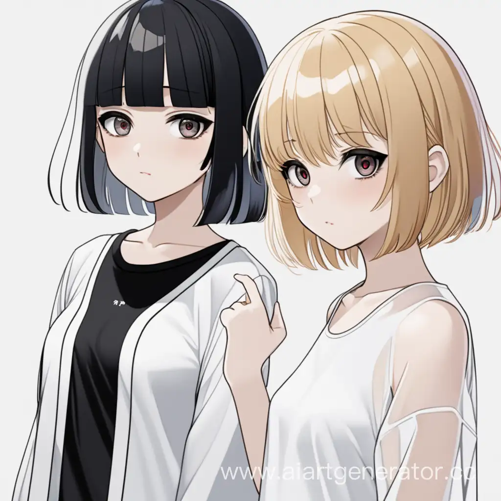 Blonde-Anime-Girl-in-SemiTransparent-White-Shirt-with-Black-Eyes