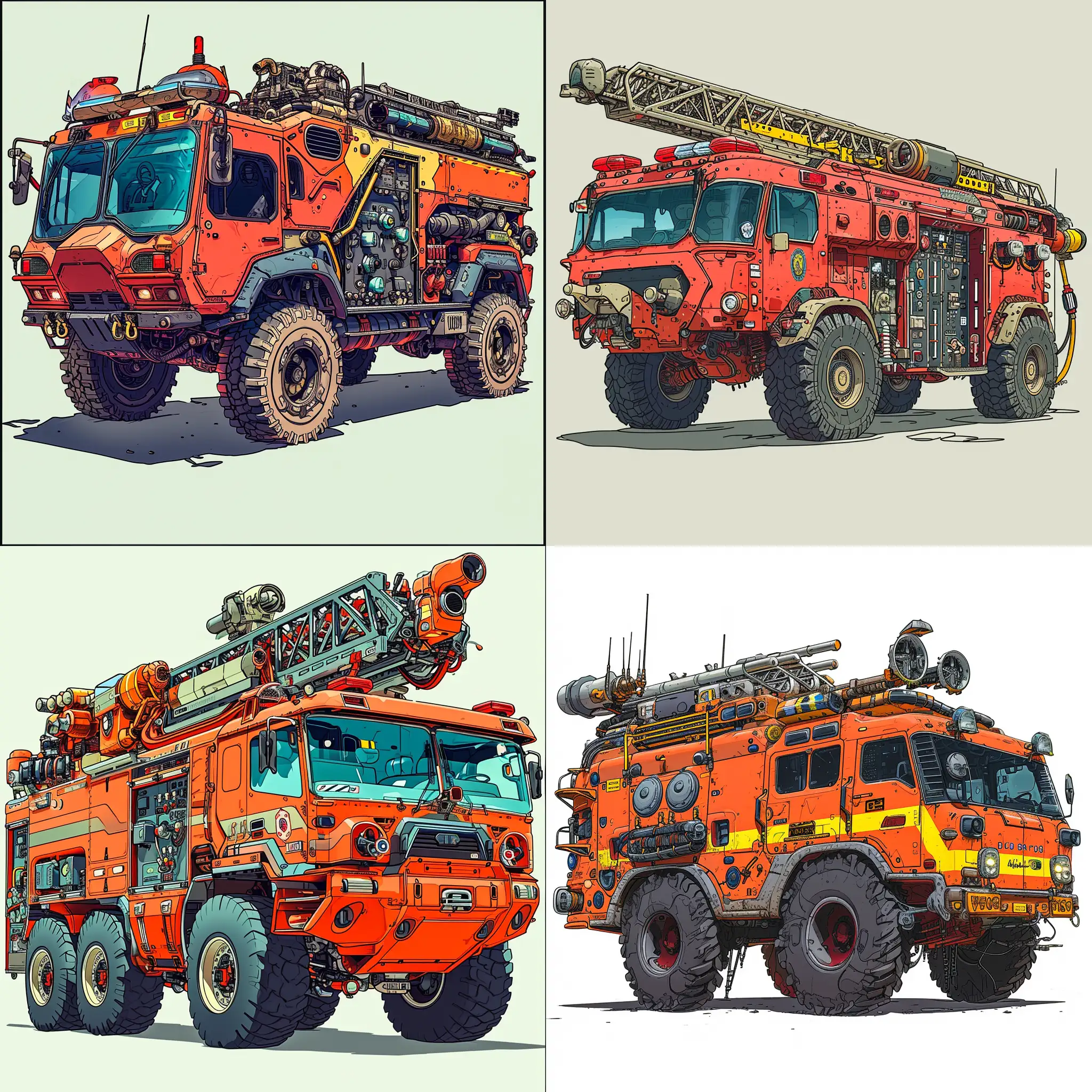 Futuristic-Fire-Truck-in-Vibrant-Cartoon-Colors-Postcyberpunk-Biopunk-and-Nanopunk-Art