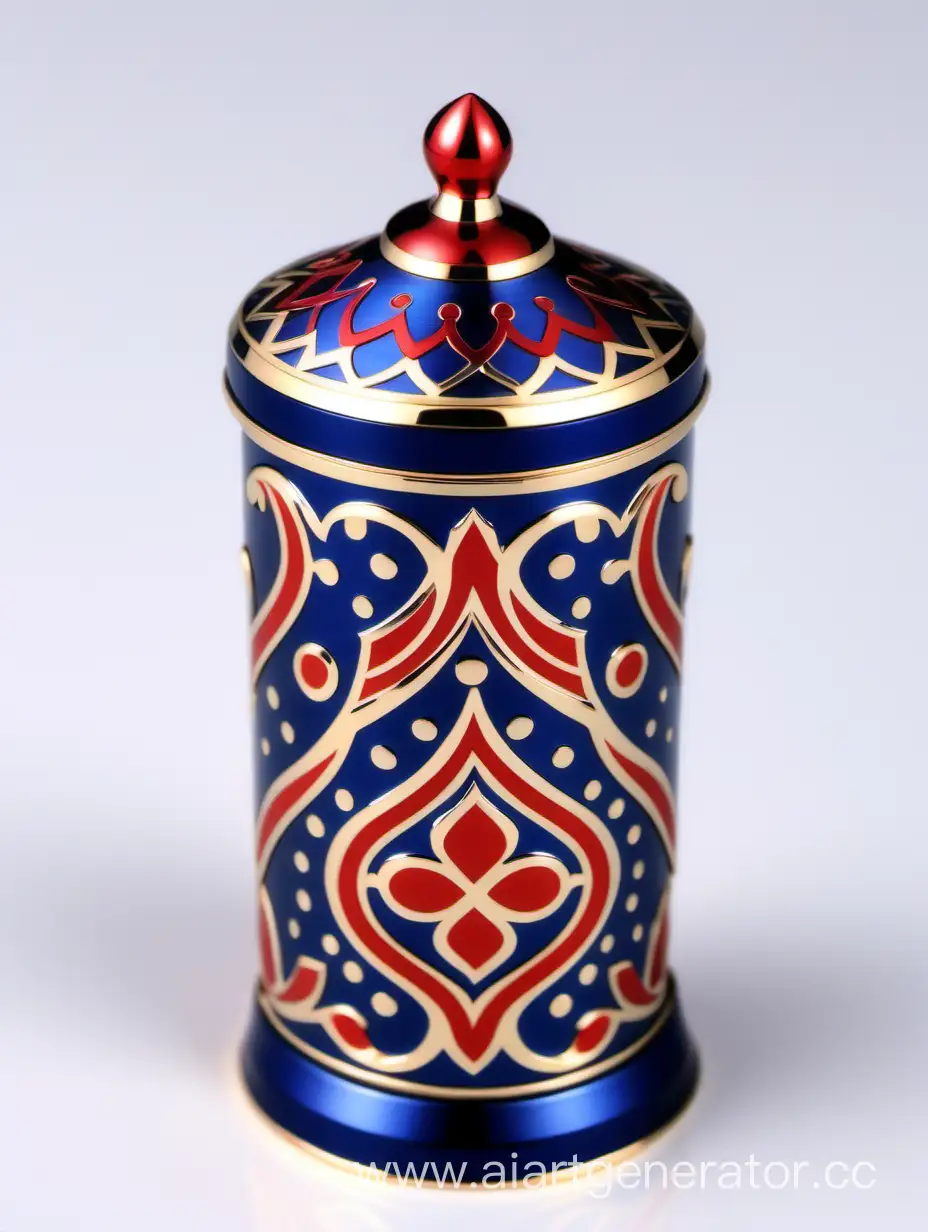 Shiny-Dark-Blue-Zamac-Perfume-Ornamental-Cap-with-Matt-Red-and-White-Border