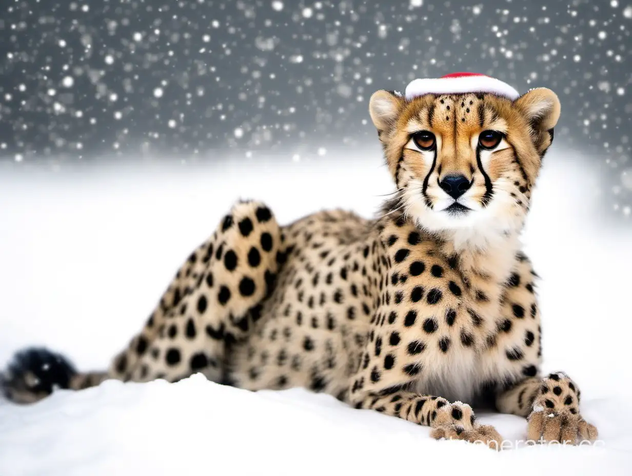 Adorable-Christmas-Cheetah-Playing-in-Snowy-Wonderland