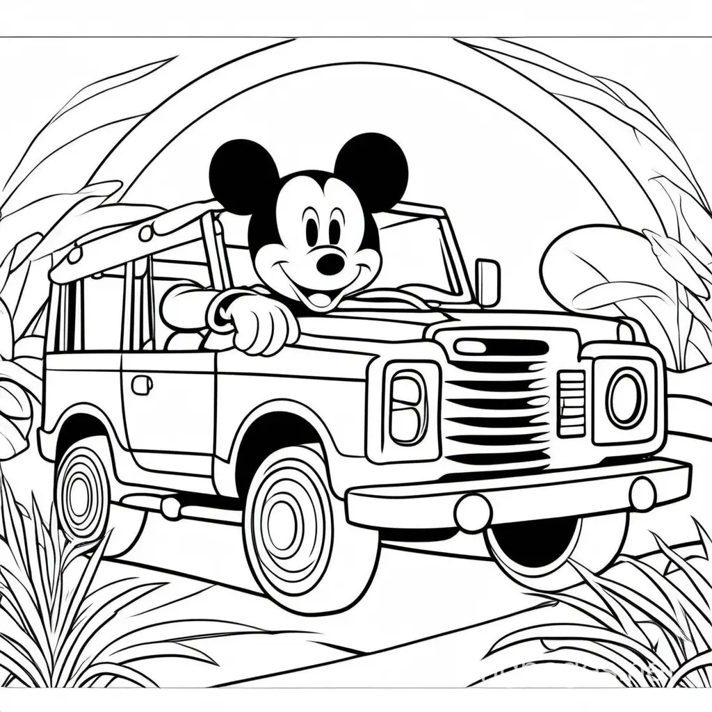 Safari-Mickey-Coloring-Page-Black-and-White-Line-Art-for-Kids