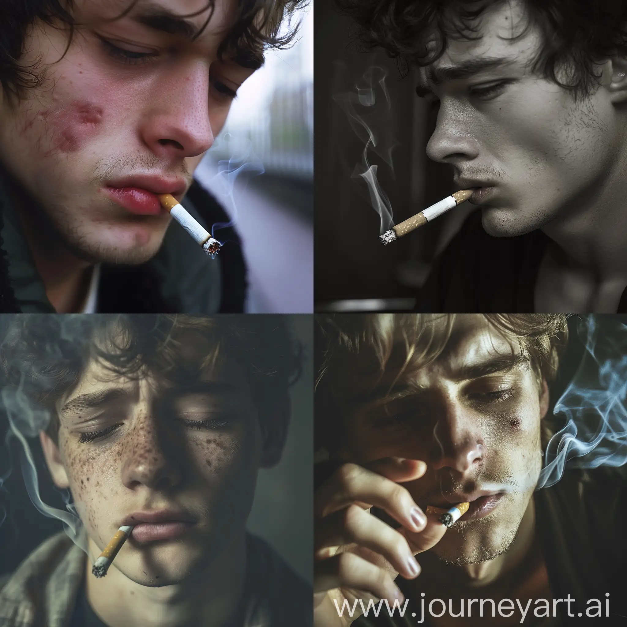 Lonely-Young-Man-Smoking-Cigarettes-in-Sorrowful-Contemplation