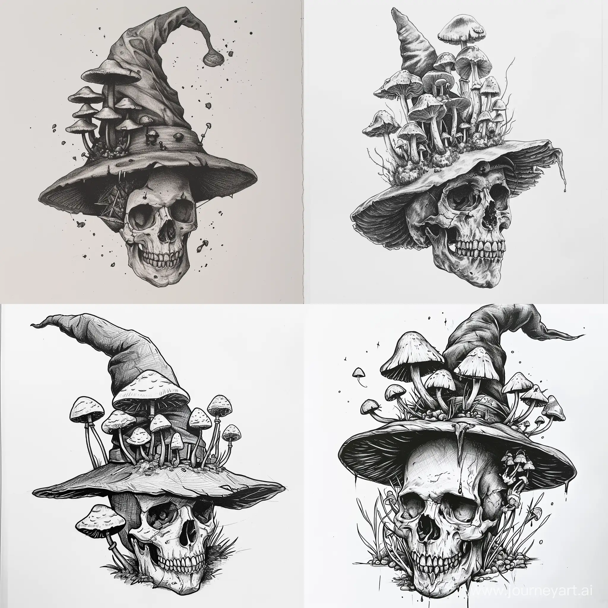 Wizards-Hat-Skull-with-Mushroom-Growth