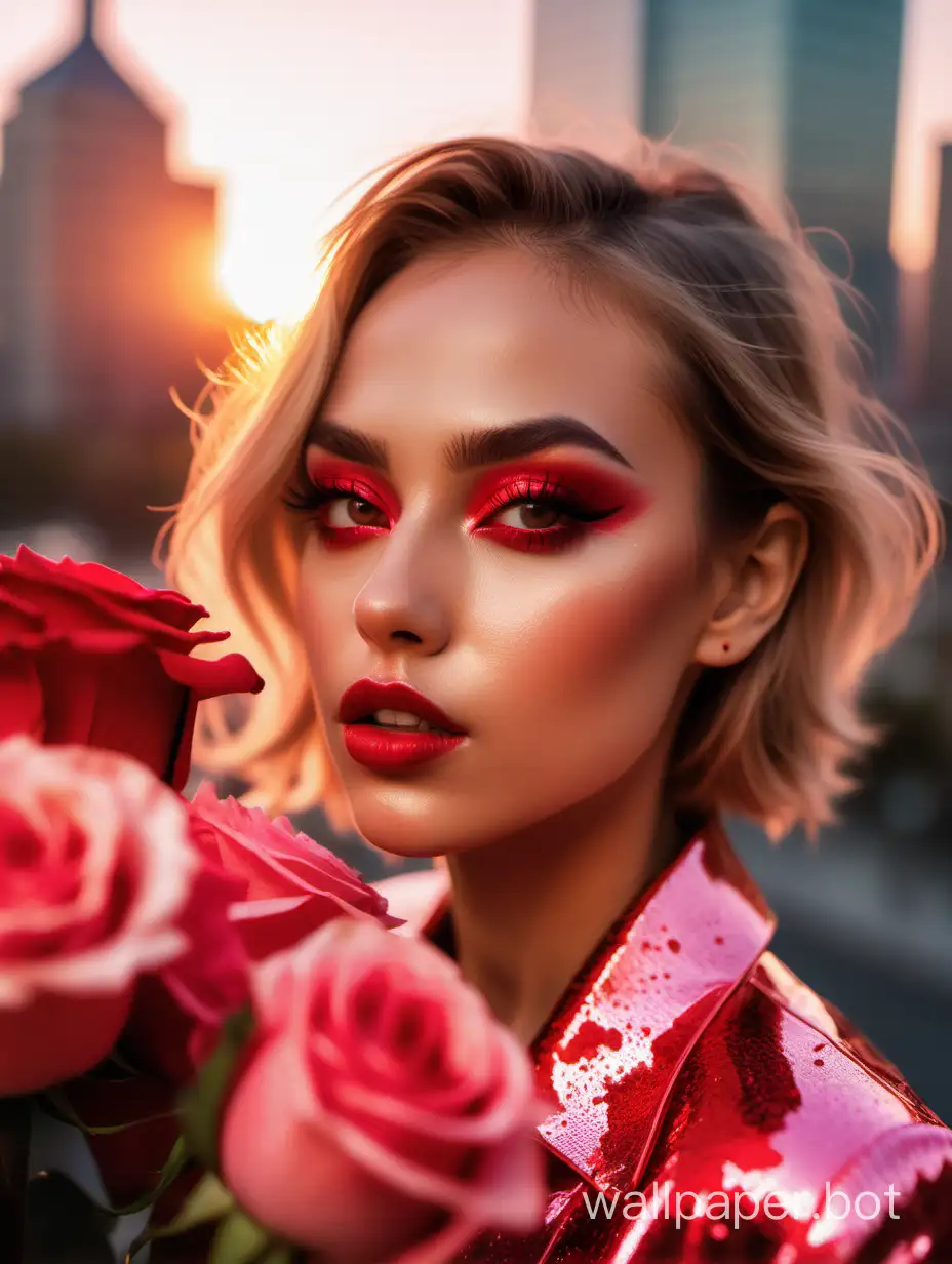 Valentines-Day-Instagram-Model-Portrait-Amidst-Red-Roses-and-Cityscape