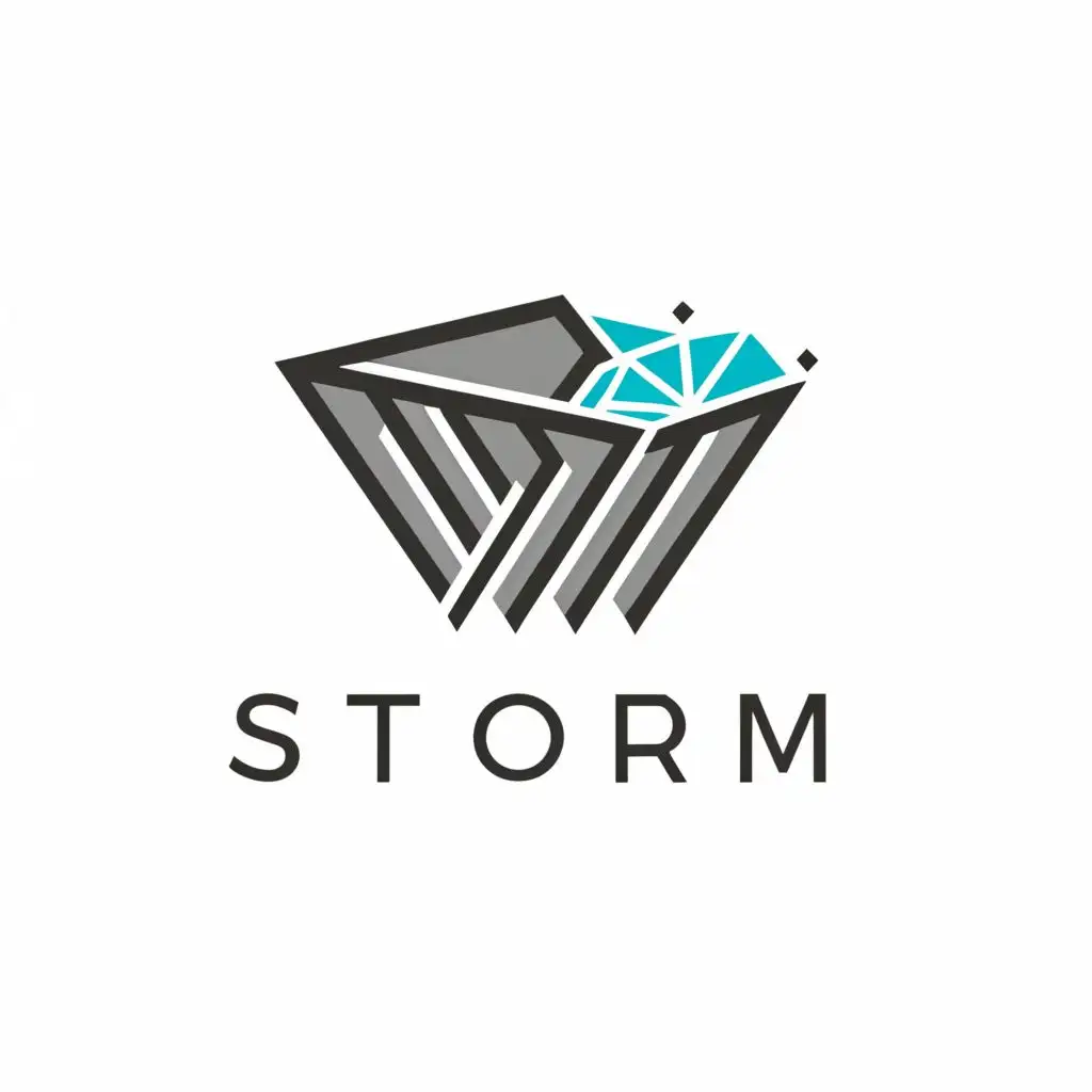 a logo design,with the text "STORM", main symbol:storm with a diamond in the centre, white background,Moderate,be used in Sports Fitness industry,clear background