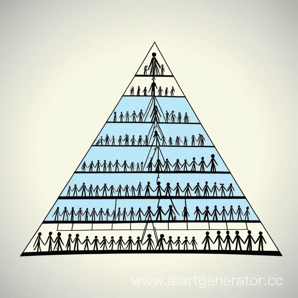  человечек из палок, который карабкается на пирамиду Маслоу.  Рисунок Черно-синего цвета