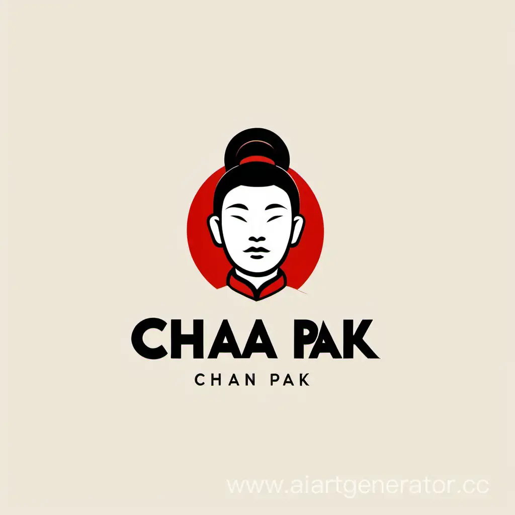 Минималистичный логотип кафе азиатской кухни, который называется "Чак Пак" c изображением китайца