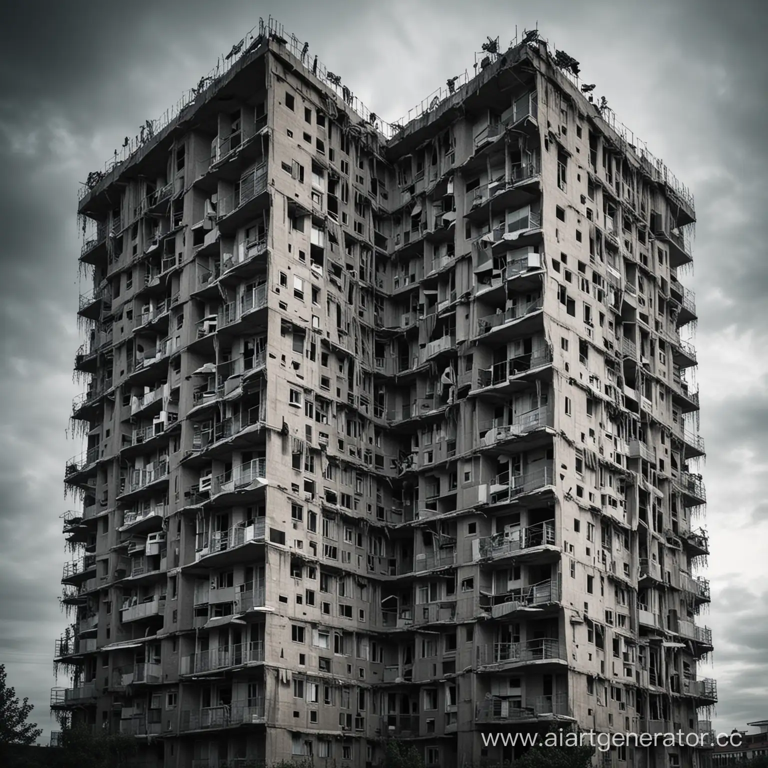 Eerie-Multistory-Building-at-Night-Spooky-Urban-Landscape-Art