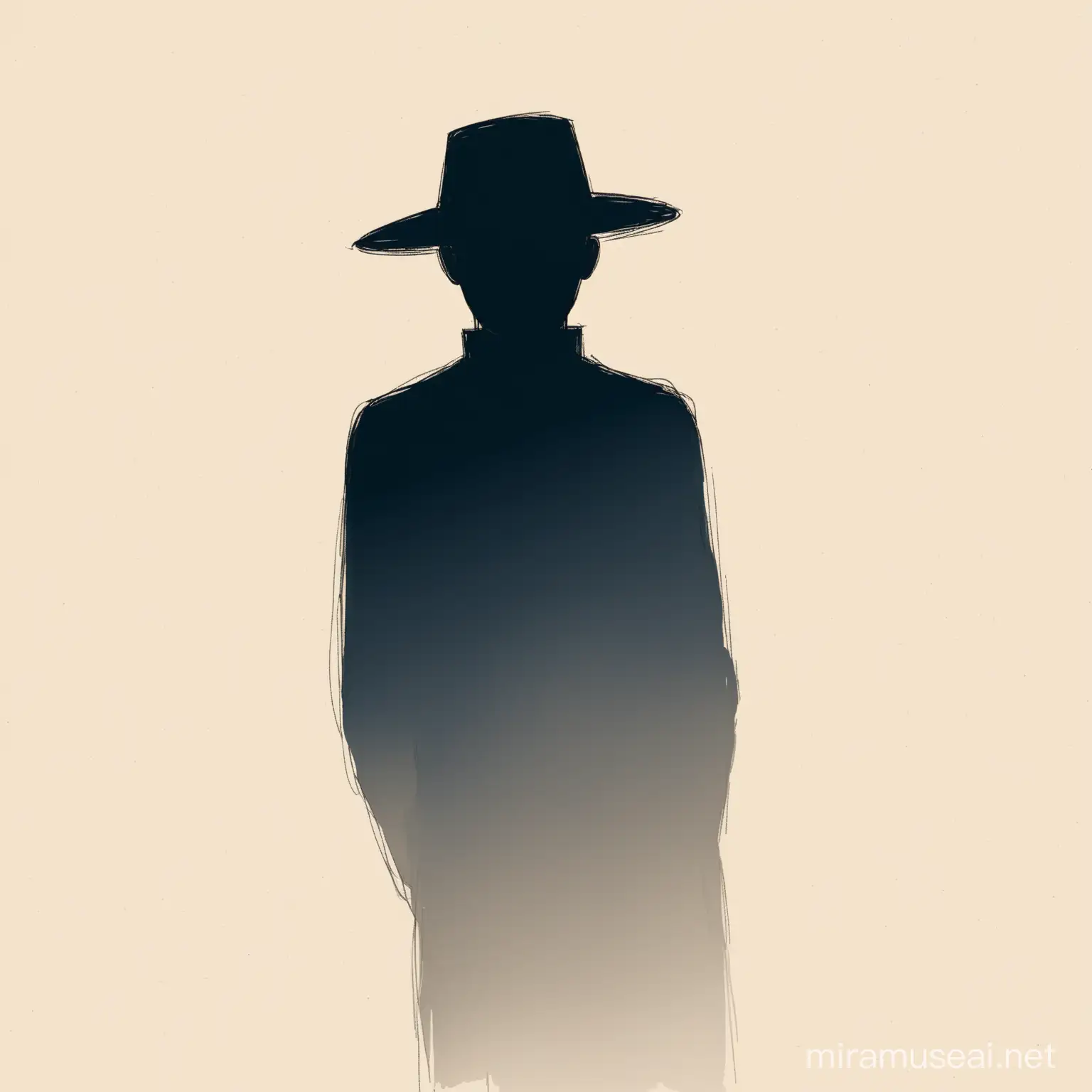 simplest sketch of mysterious person. He looks like a shadow.