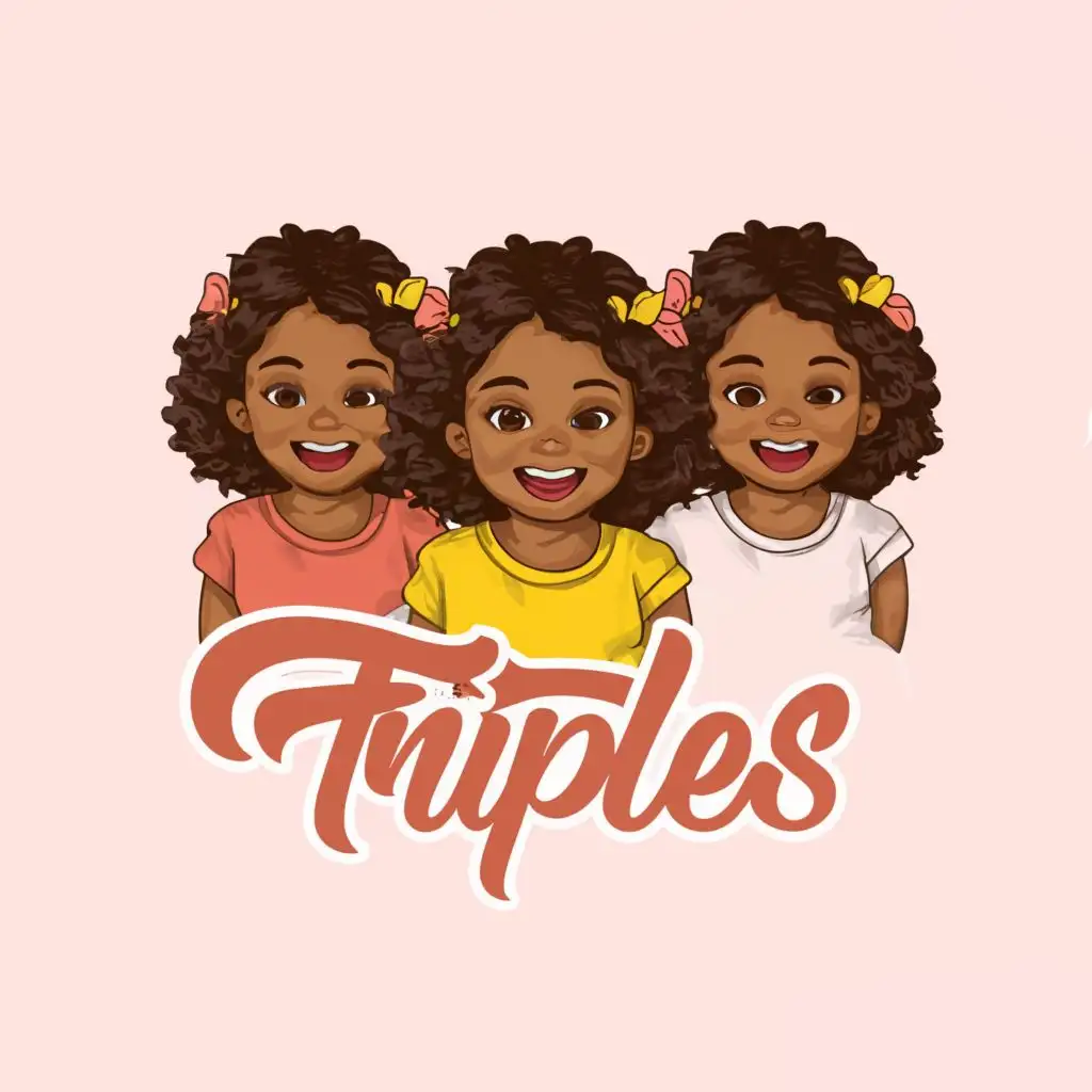 LOGO-Design-for-Sliced-Triples-Joyful-Trio-of-Dimpled-Brown-Girls-with-Vibrant-Typography