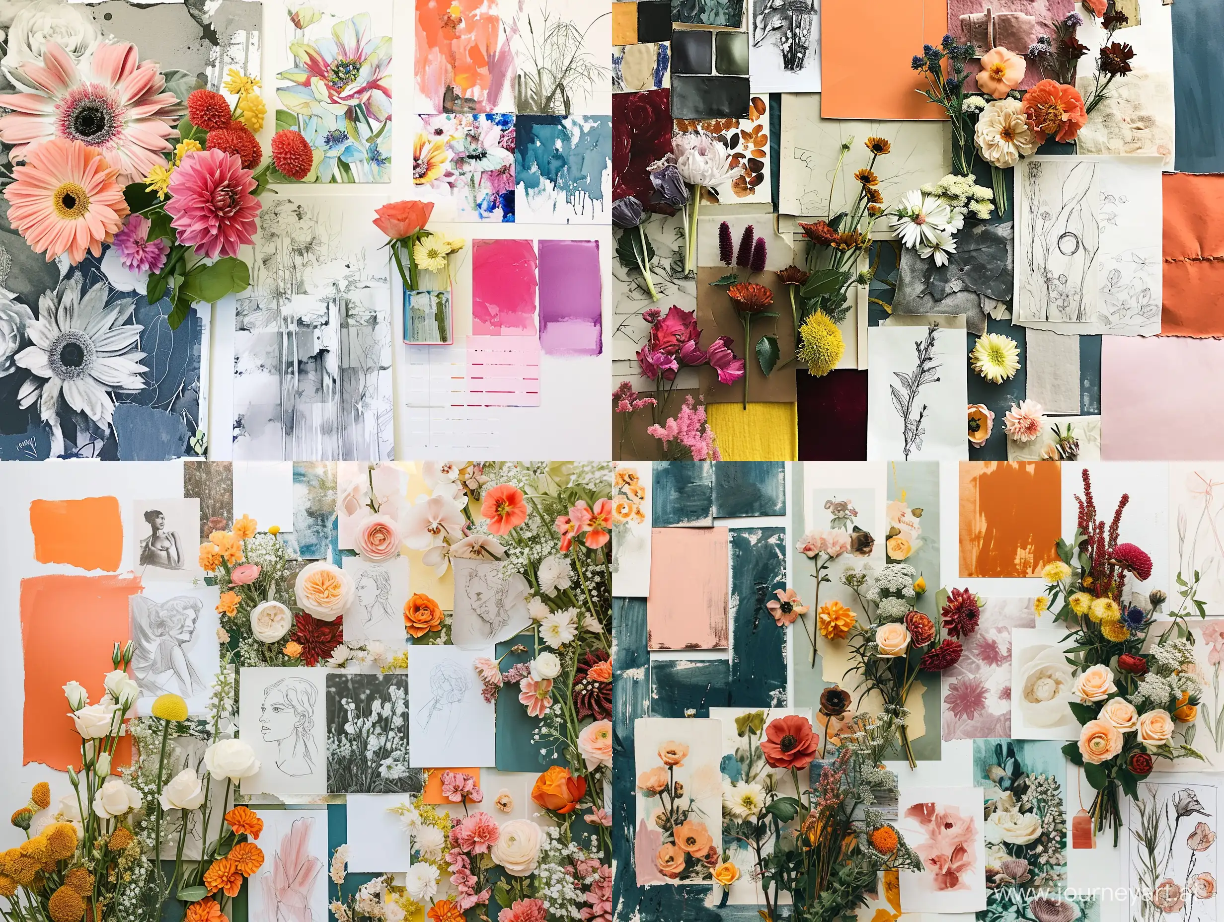 Eclectic-Floral-Sketches-Moodboard-with-Bold-Color-Palettes
