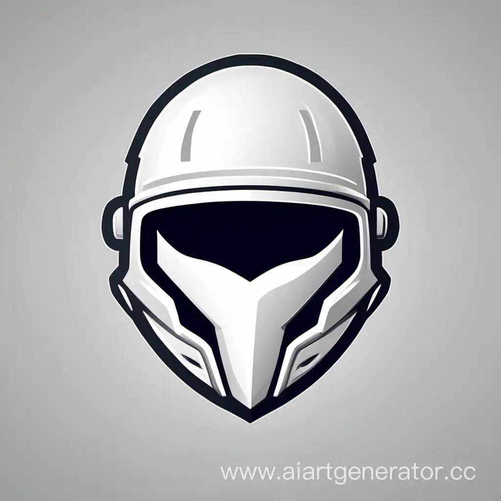 Нарисуй 2D логотип в виде шлема белого цвета