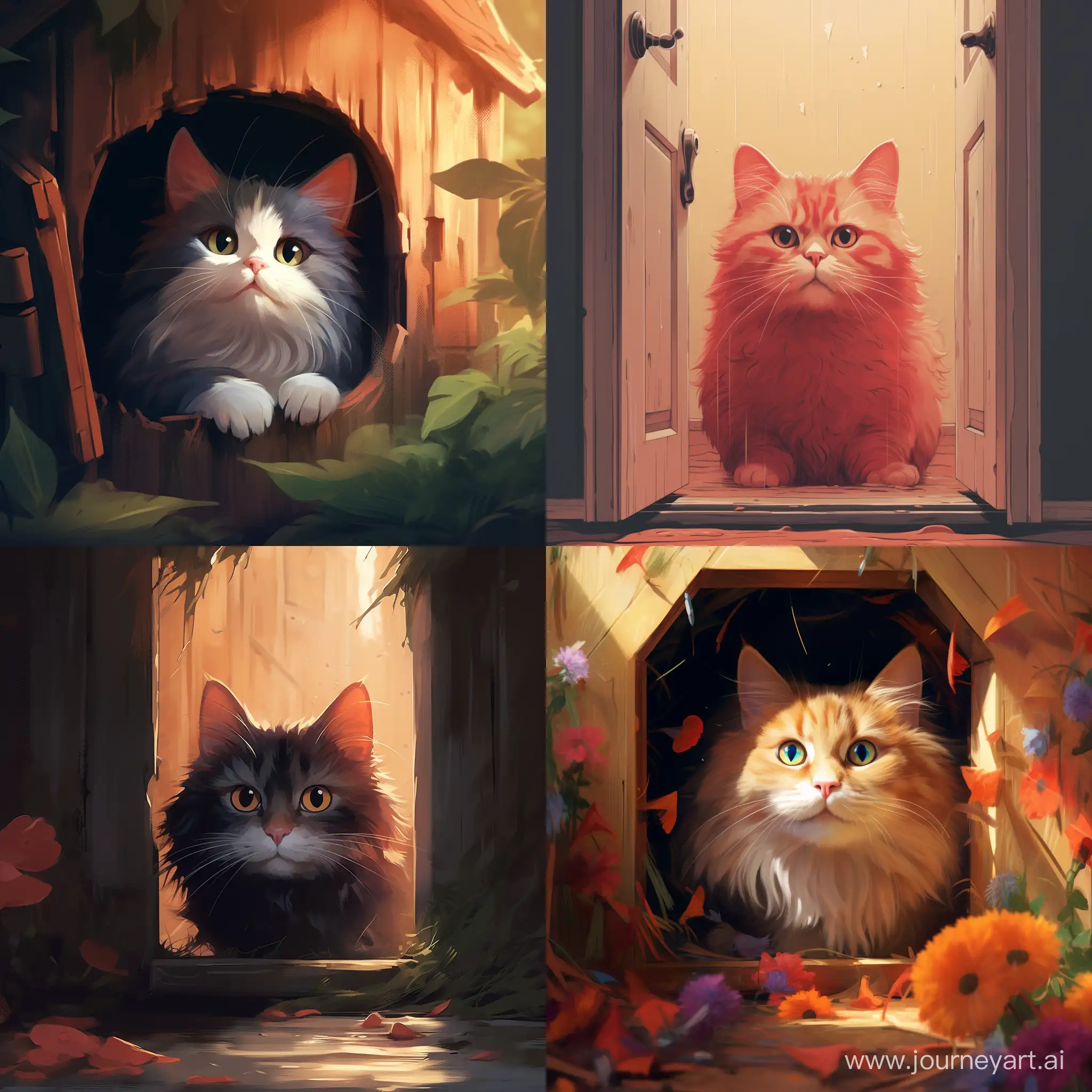 Adorable-Cat-Exploring-Through-Charming-Cat-Door