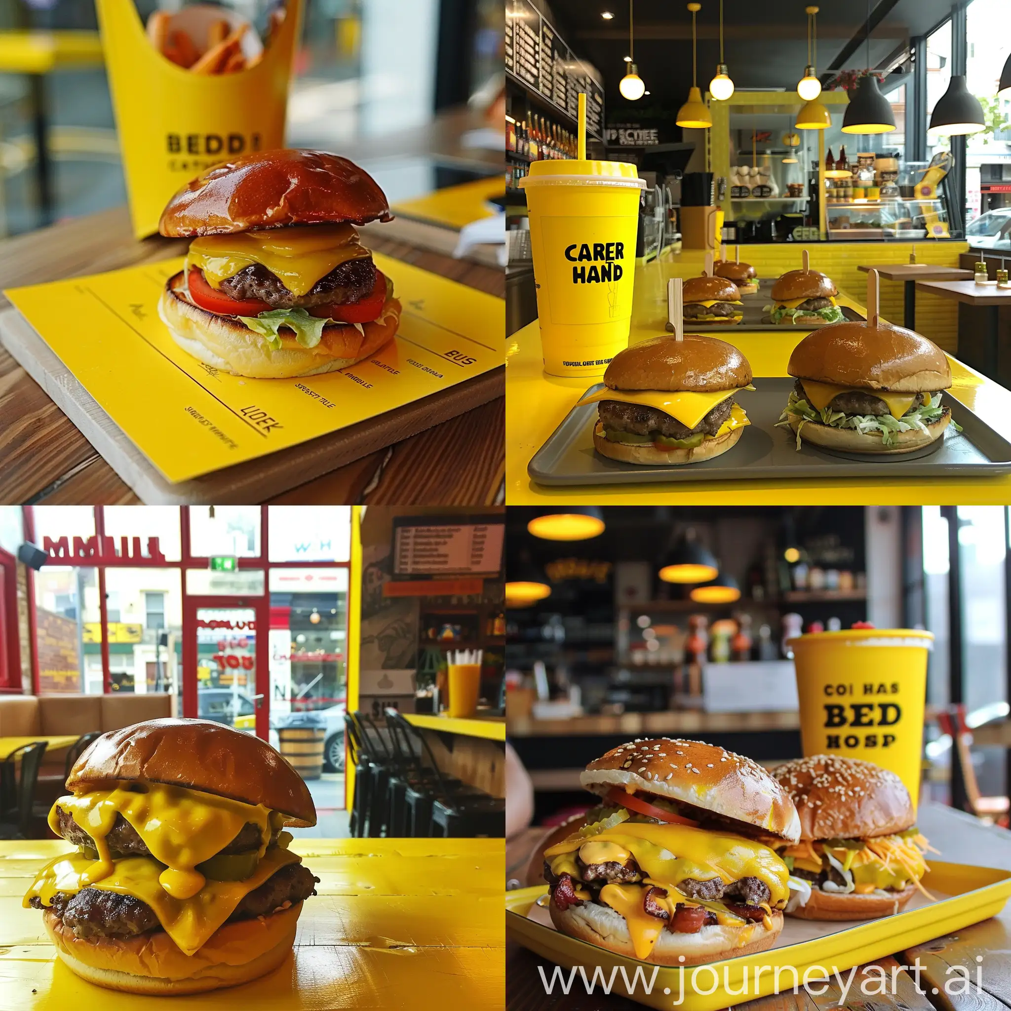 Yellow , menu , burger shop