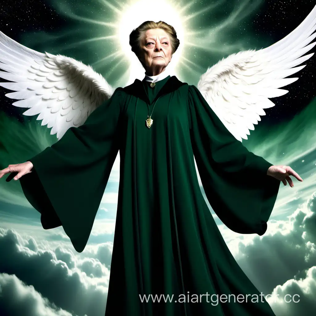 Minerva-McGonagall-as-Angel-with-White-Wings-in-Heavenly-Background