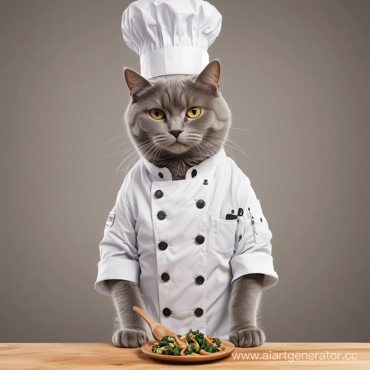 Gray-Cat-Dressed-as-a-Chef