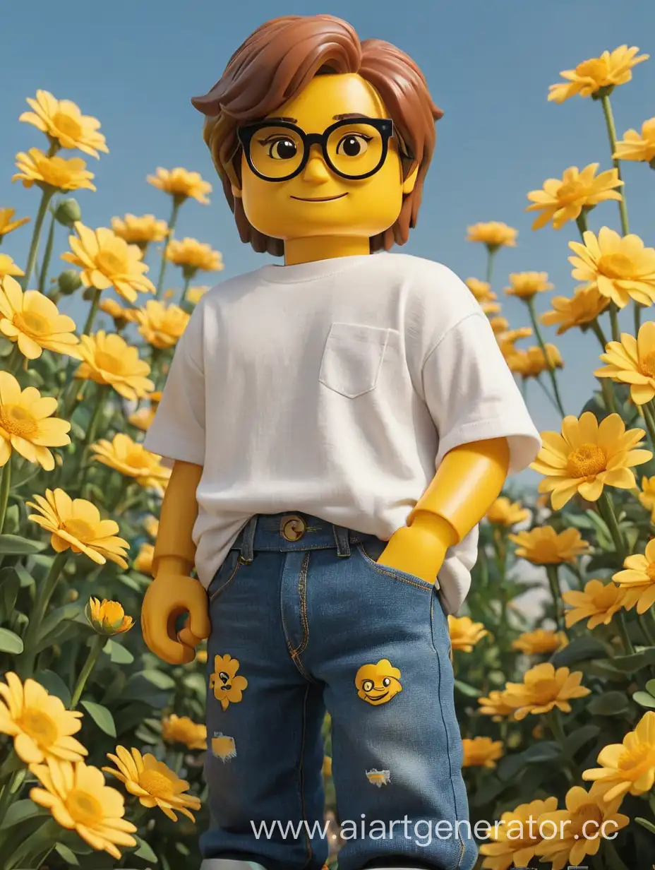 Square-Lego-Figure-with-Yellow-Oval-Face-in-Flower-Garden-Scene