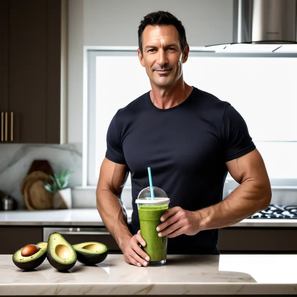 Stylish Businessman Enjoying Healthy Breakfast in Modern Kitchen