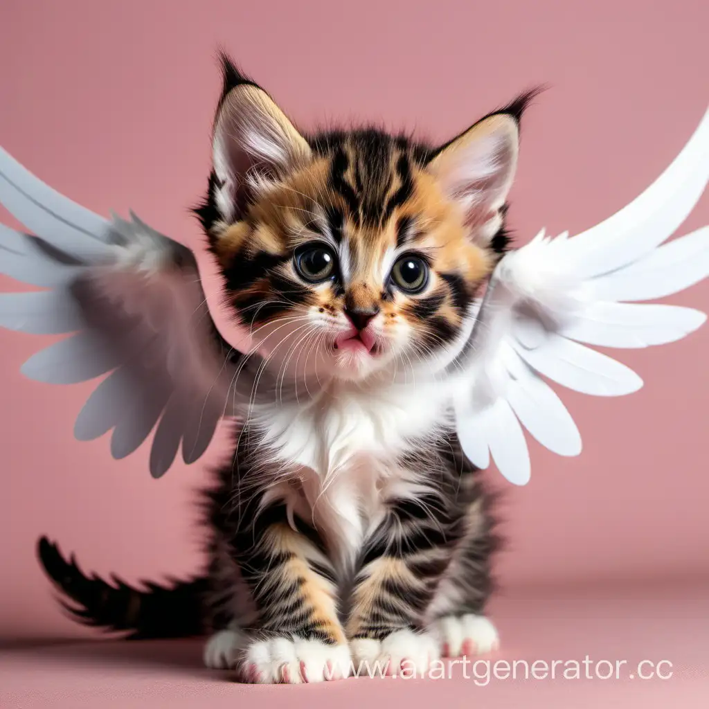 Крылатый котик милый с большим крыльями