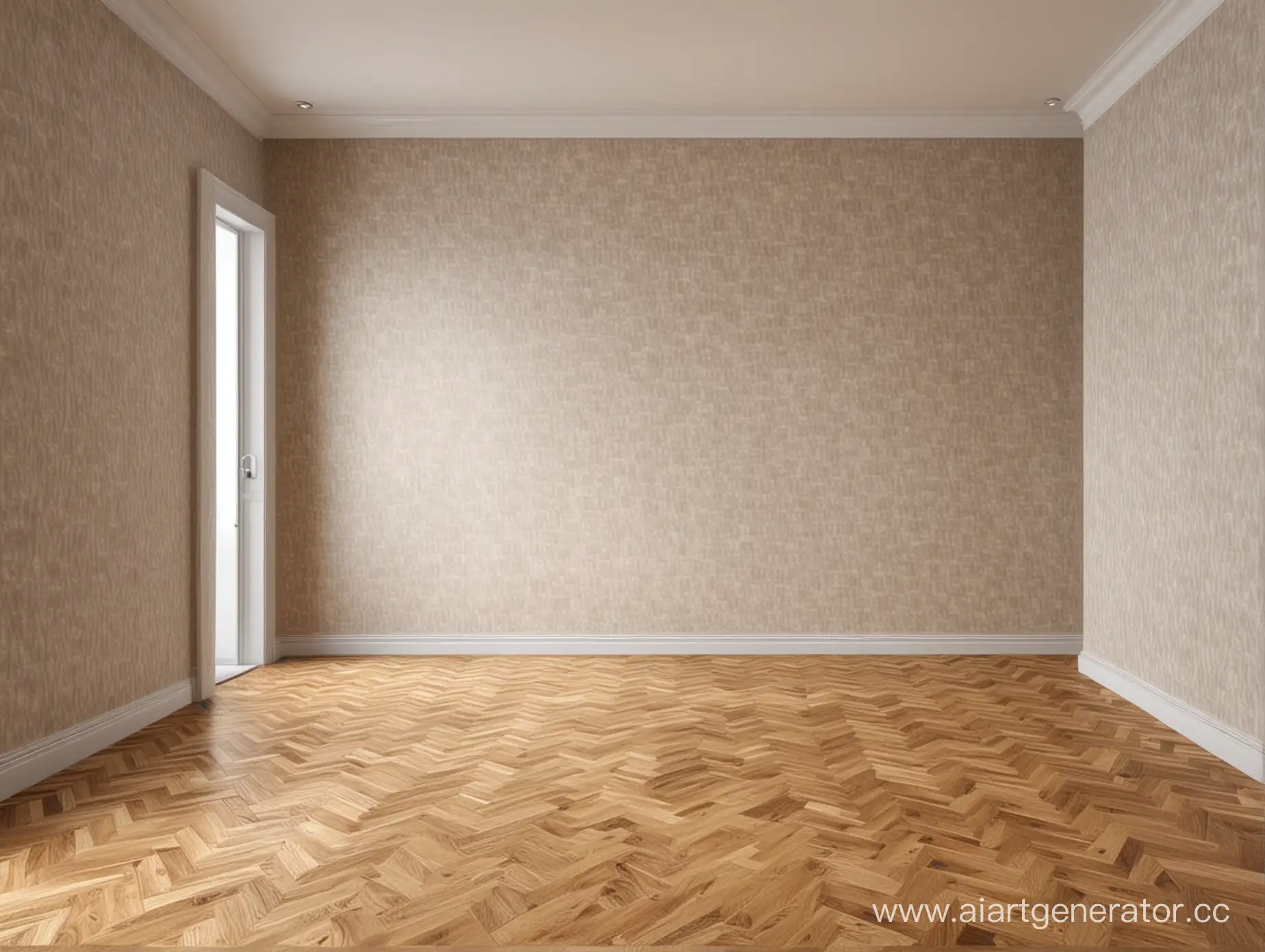 Realistic-Parquet-Flooring-and-Wallpaper-in-Apartment-Interior