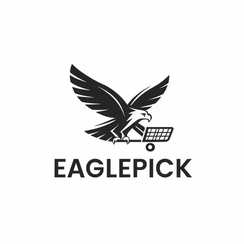 LOGO-Design-For-EaglePick-Majestic-Eagle-with-Shopping-Cart-on-Clear-Background