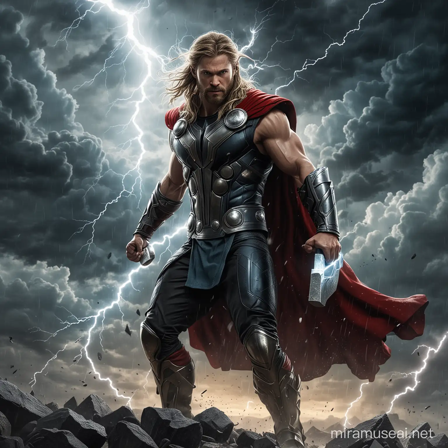 Mighty Thor Summoning Lightning in HighResolution 4K Epic Superhero Art