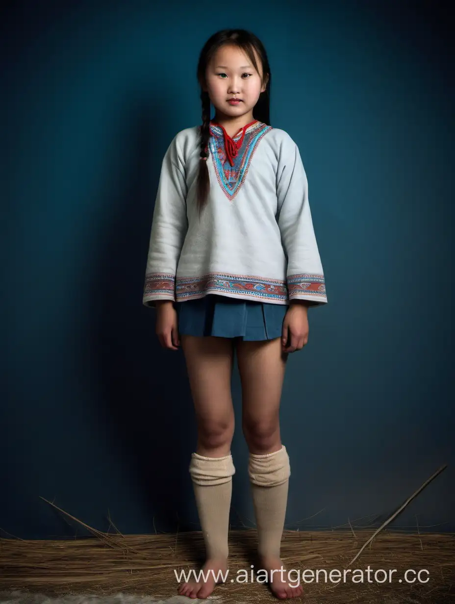 Yakut-Girl-with-Traditional-Attire-and-Bare-Knees