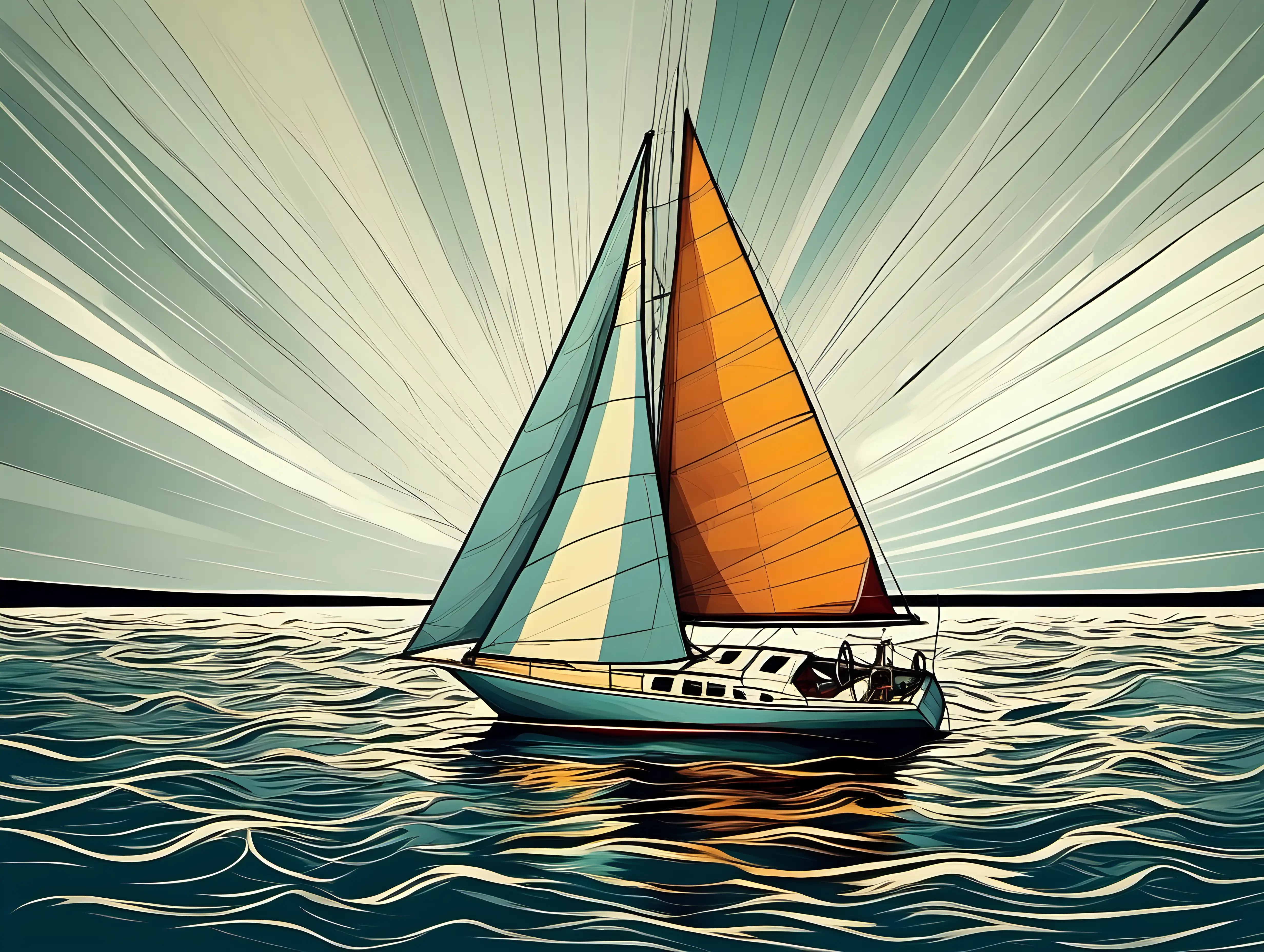 sailboat, contemporary art style