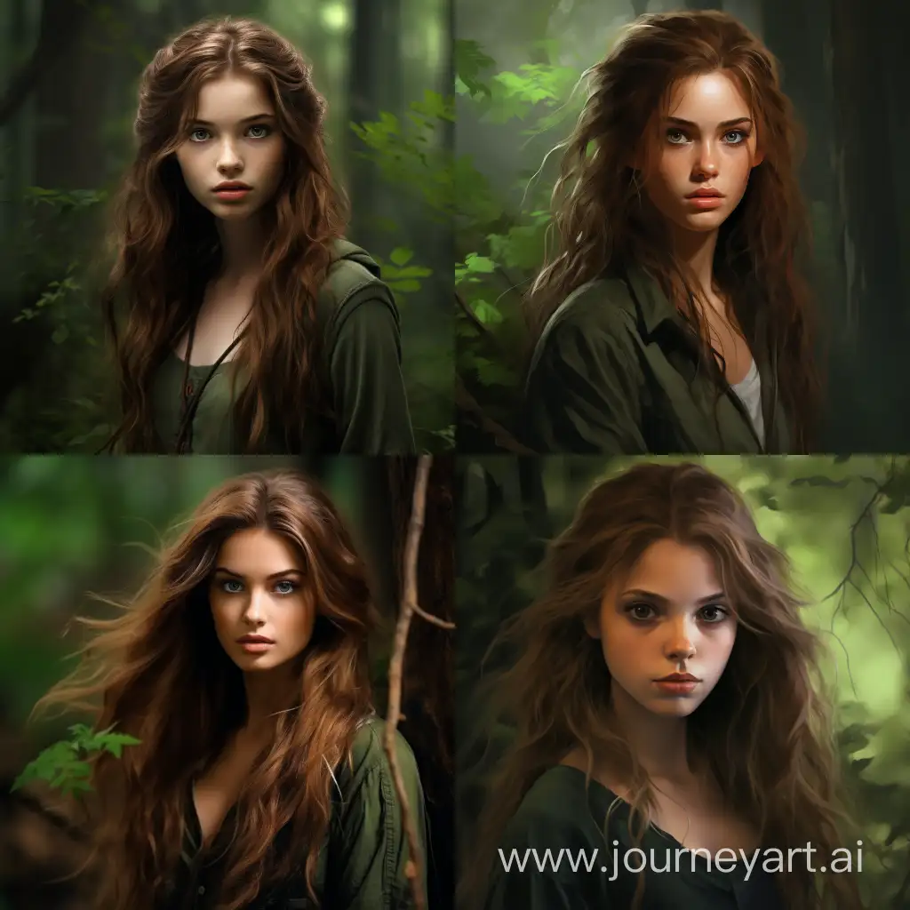 Enchanting-Forest-Portrait-of-a-BrownHaired-Girl-with-Green-Eyes