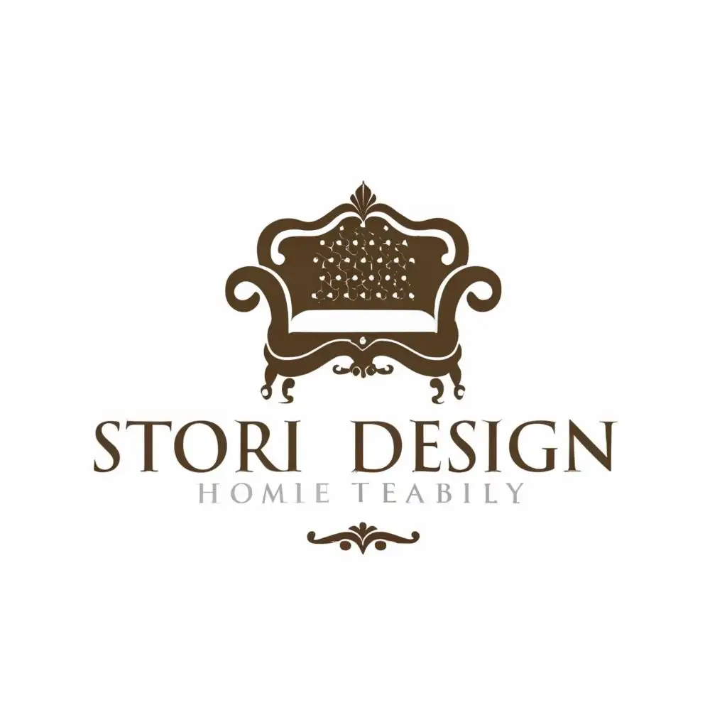 logo, elegant furniture, with the text "Stori Design", typography, be used in Home Family industry