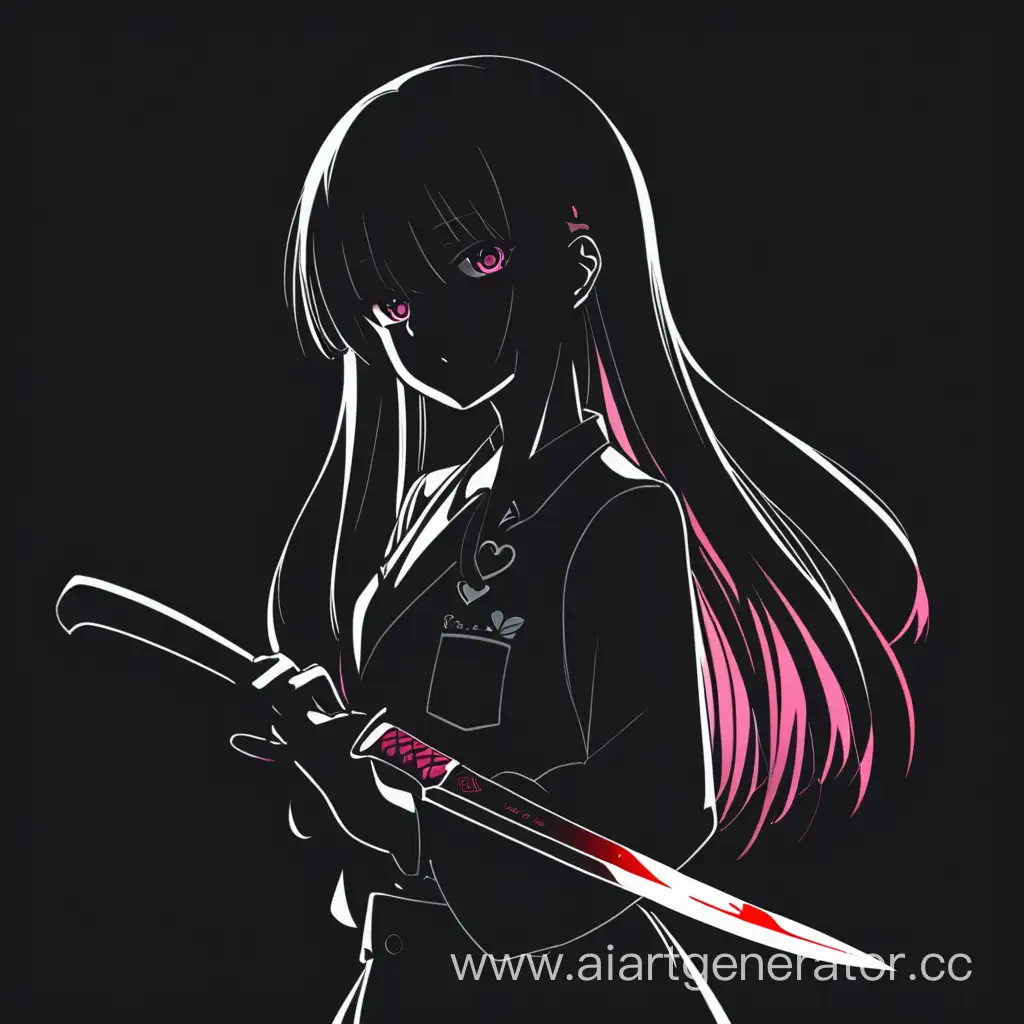 anime knife bad girl love темный фон
