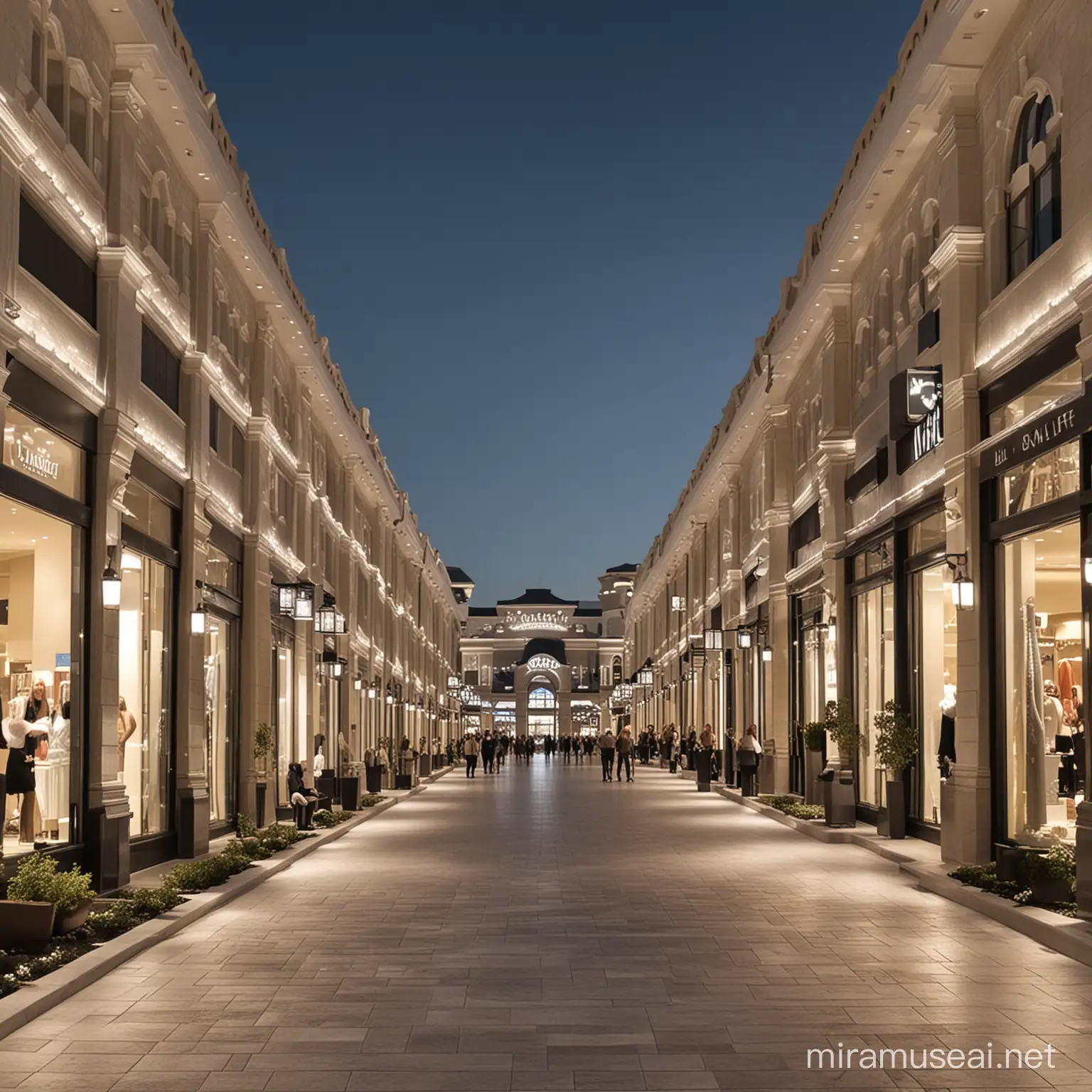 Create a luxurious outlet mall external view