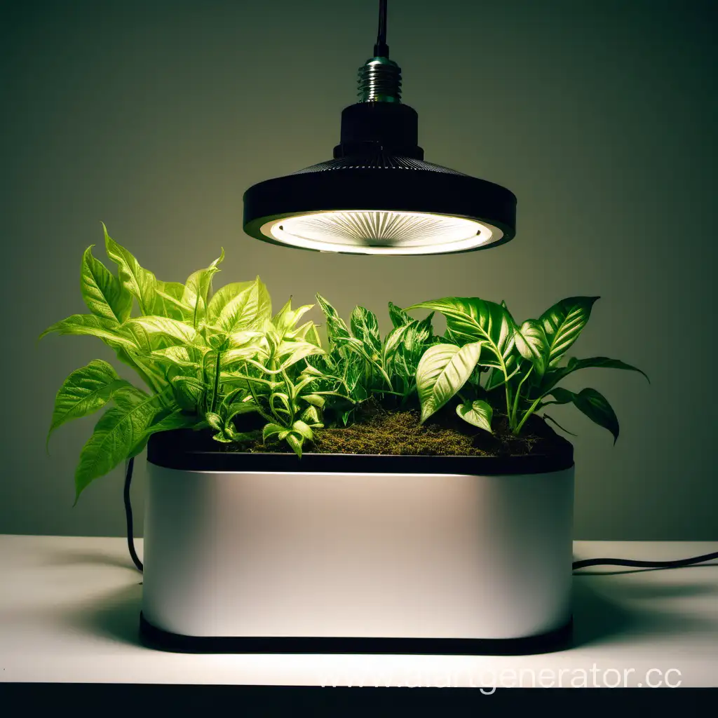 Indoor-Gardening-with-Phytolamp-and-Plants