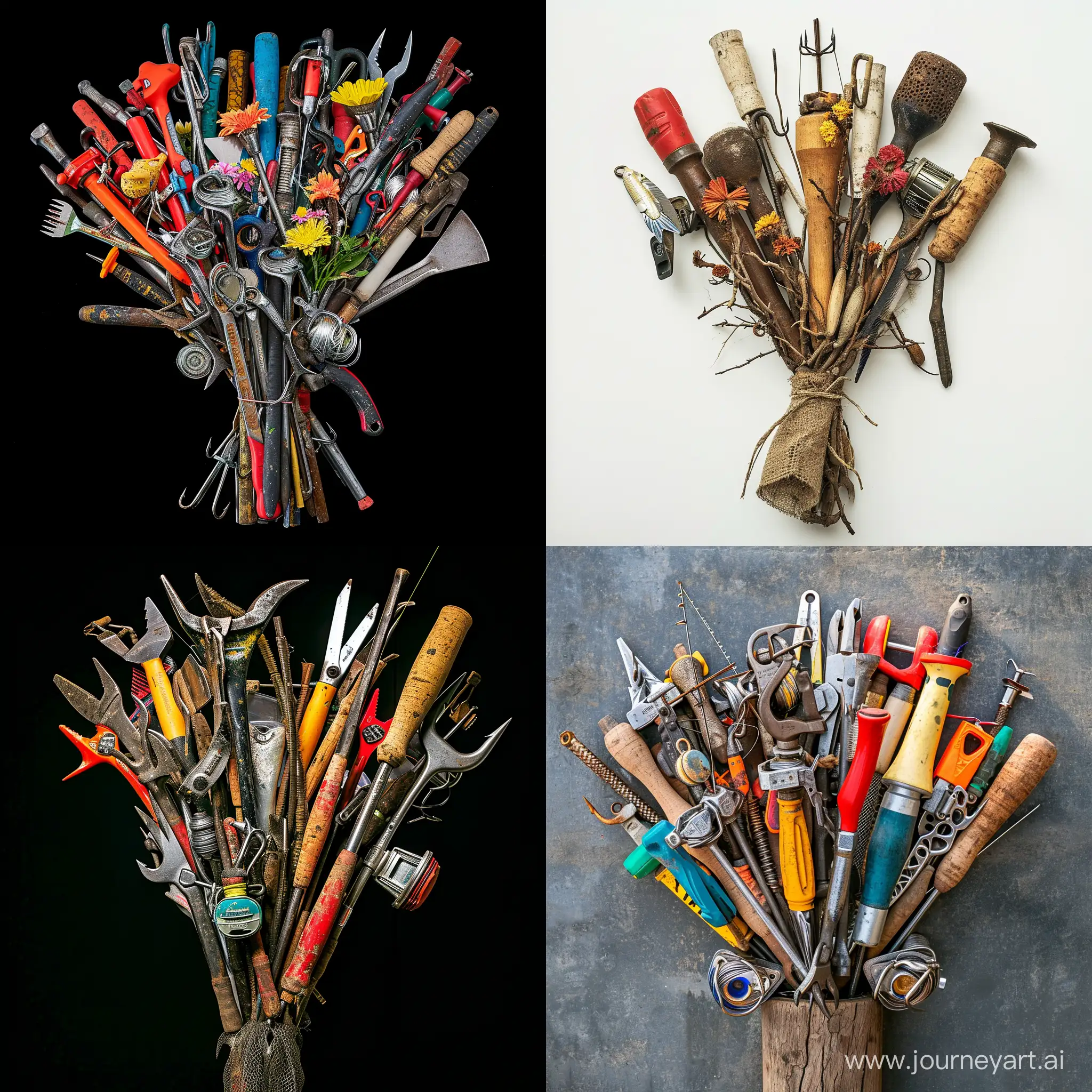 Vibrant-Fishing-Tool-Bouquet-Creative-Construction-in-11-Aspect-Ratio
