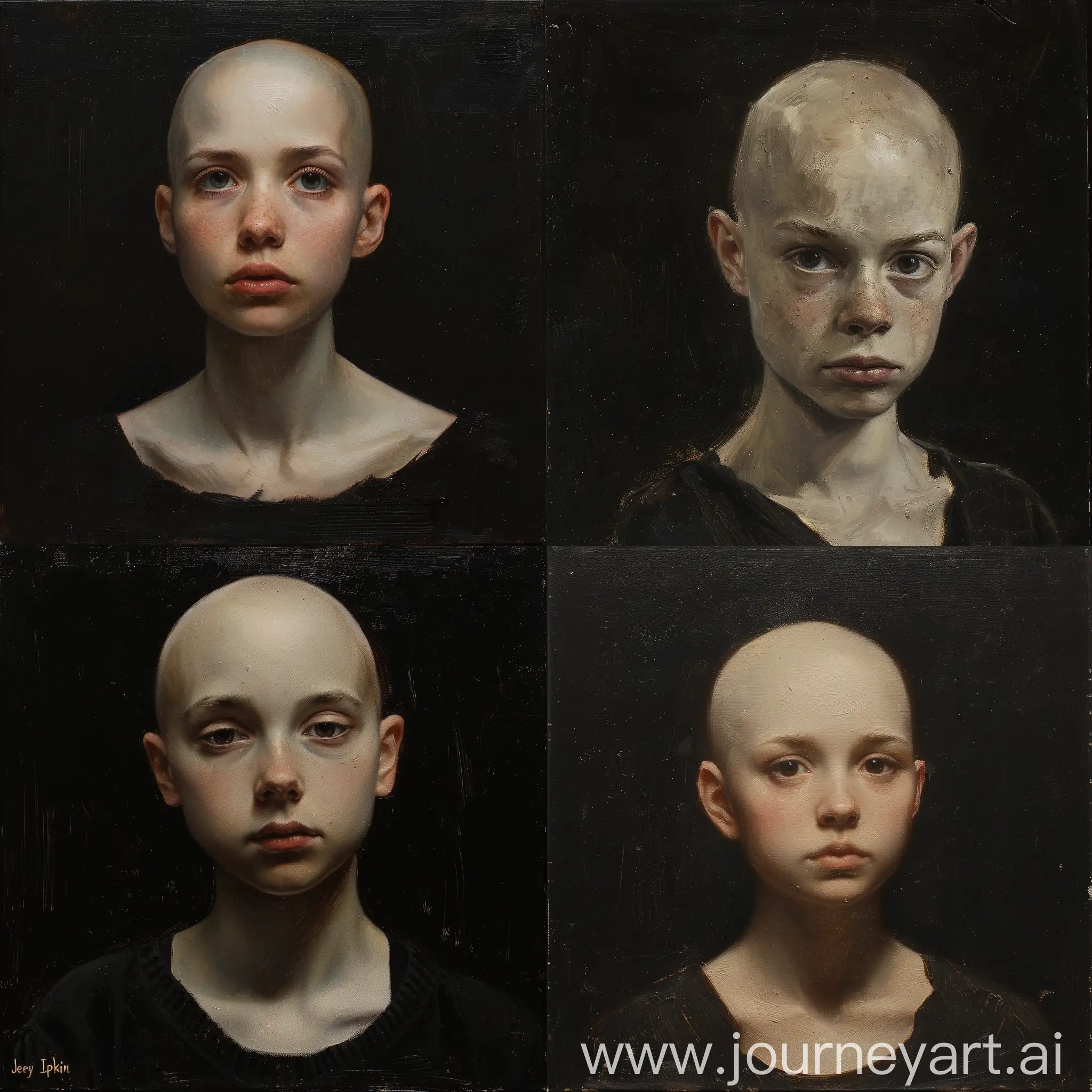 Detailed-Realism-AwardWinning-Oil-Portrait-of-a-Bald-Young-Woman