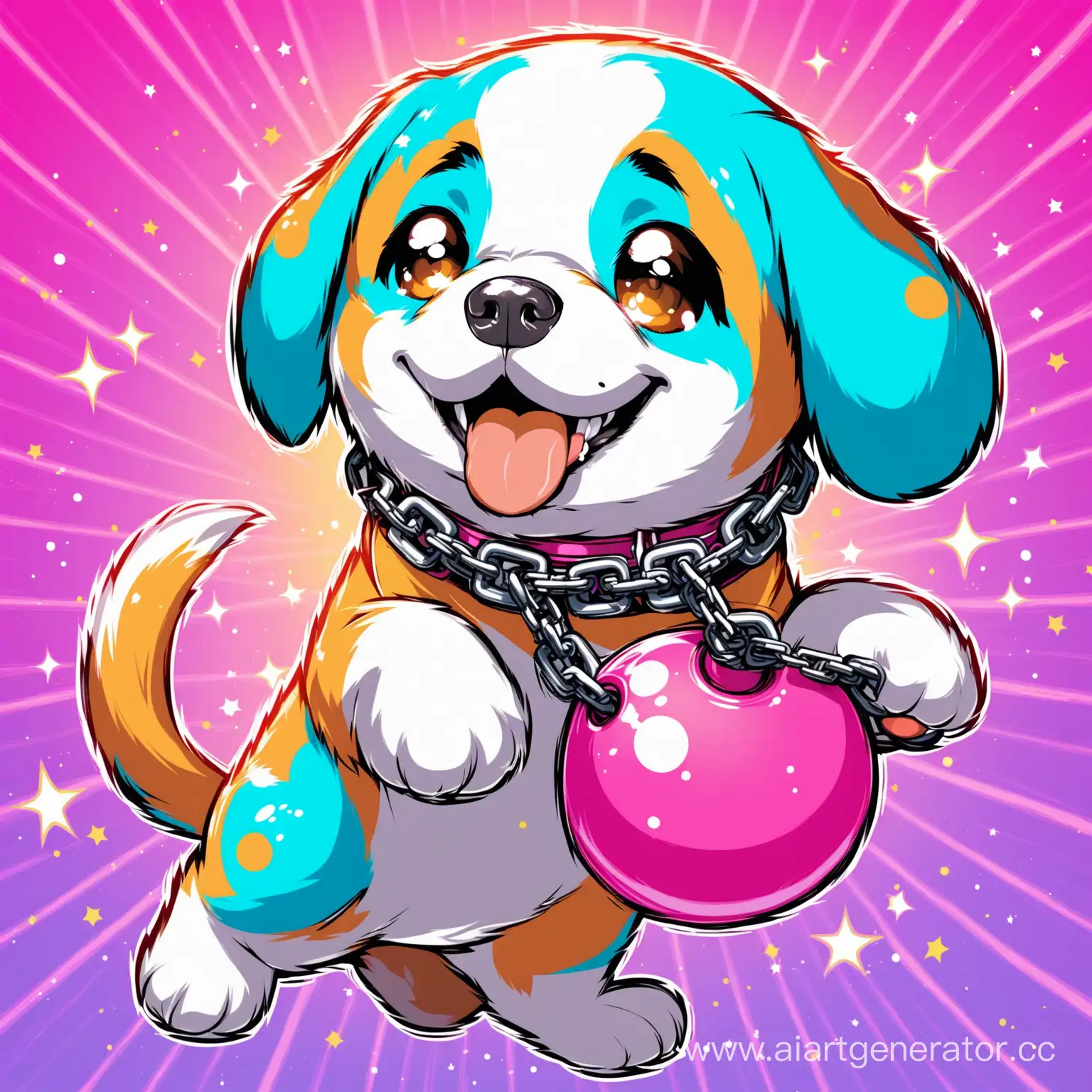 Colorful-Hyper-Pop-Dog-on-a-Chain