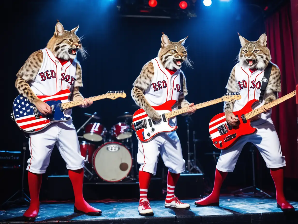 Bobcats Jamming in Red Sox Gear with StarSpangled Guitars