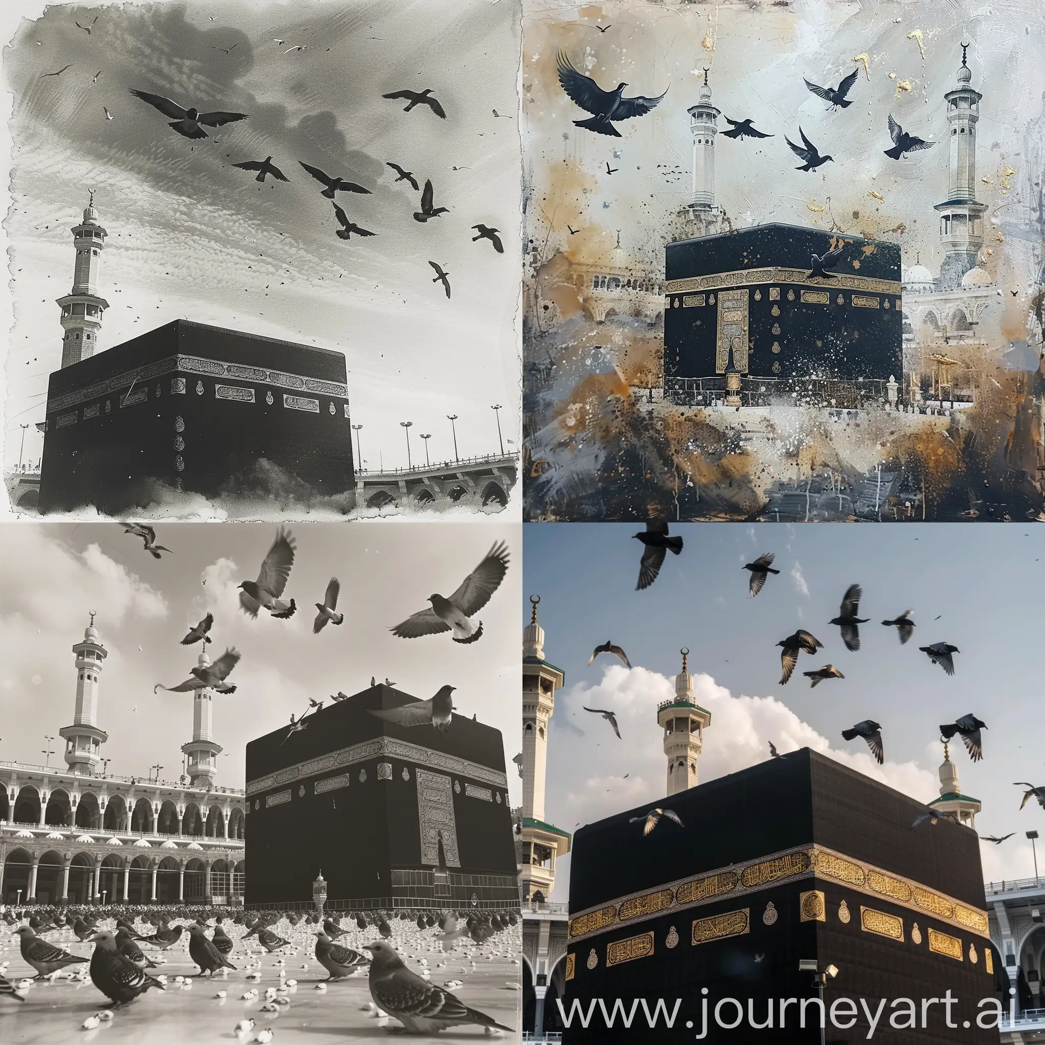Kaaba-surrounded-by-Birds-in-Serene-Setting