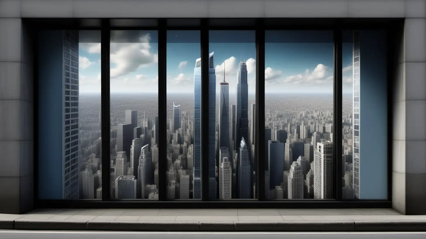 ultrarealistic skyscrappers window on the street
