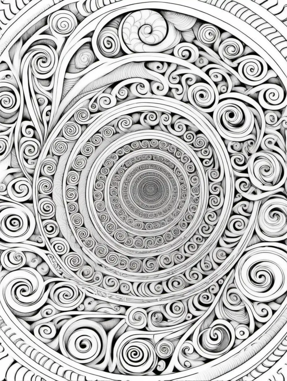 spirals, coloring page, no color