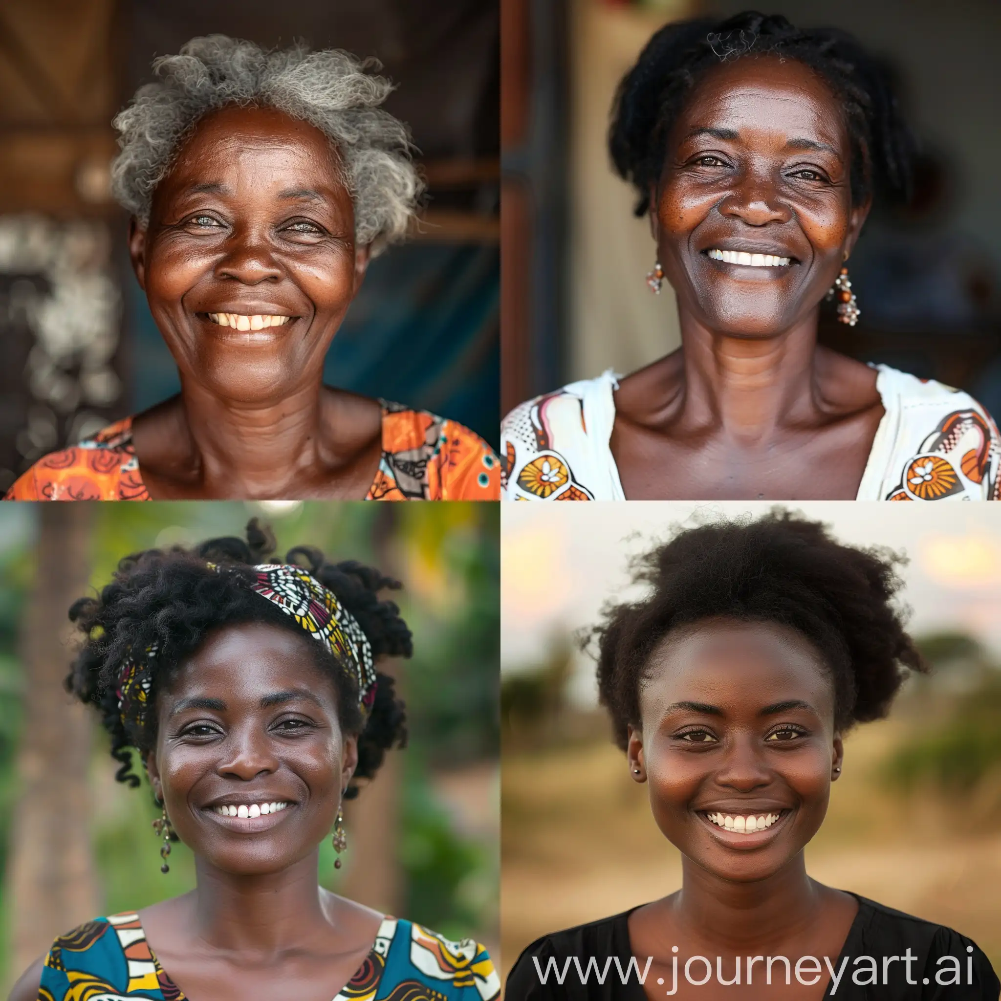 An african woman, 35 years old smiling, medium shot

