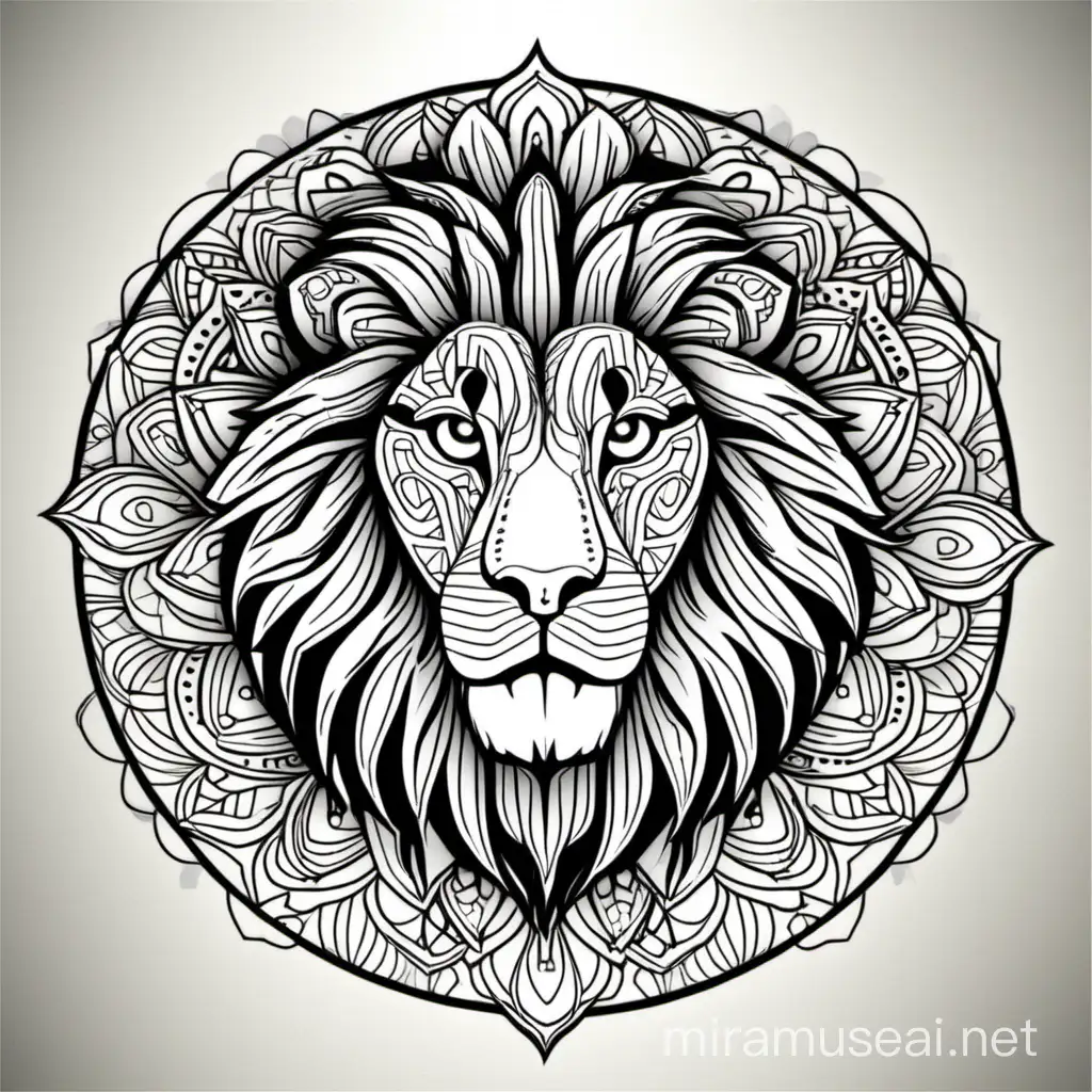Lion Face Mandala Majestic King of the Jungle Spiritual Art